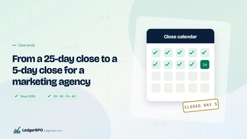 From a 25-day close to a 5-day close for a marketing agency: LedgerBPO cover graphic