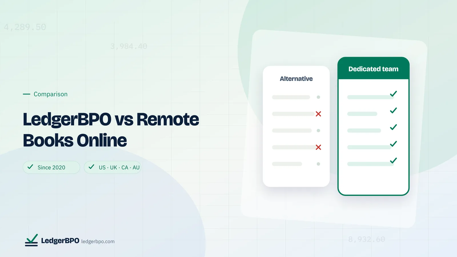 LedgerBPO vs Remote Books Online: LedgerBPO cover graphic