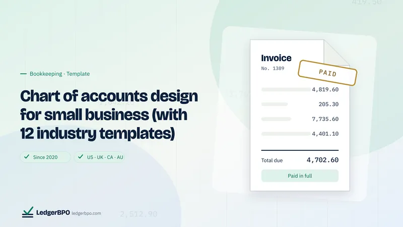 Chart of accounts design for small business (with 12 industry templates): LedgerBPO cover graphic