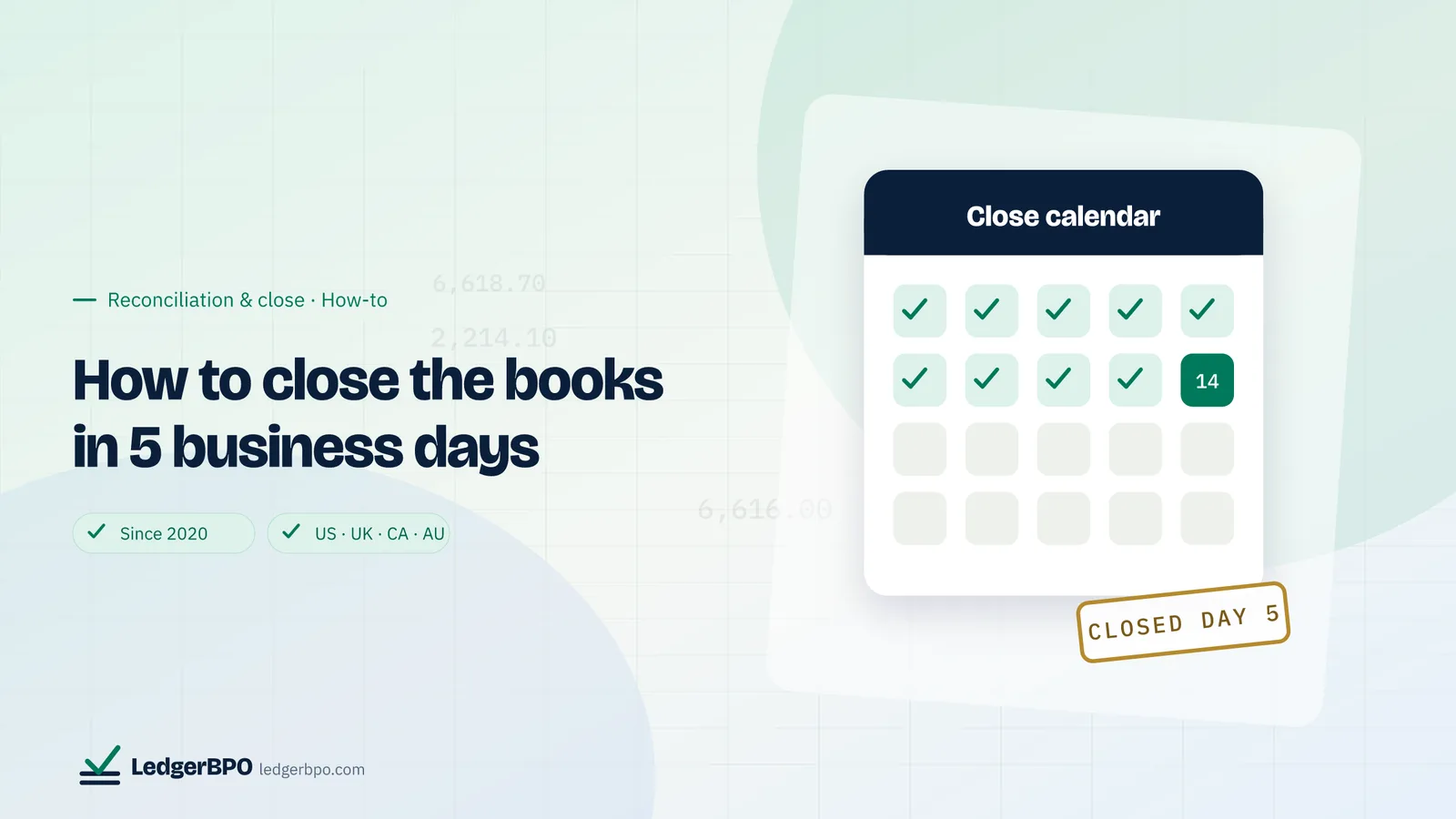 How to close the books in 5 business days: LedgerBPO guide cover