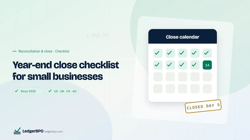 Year-end close checklist for small businesses: LedgerBPO cover graphic