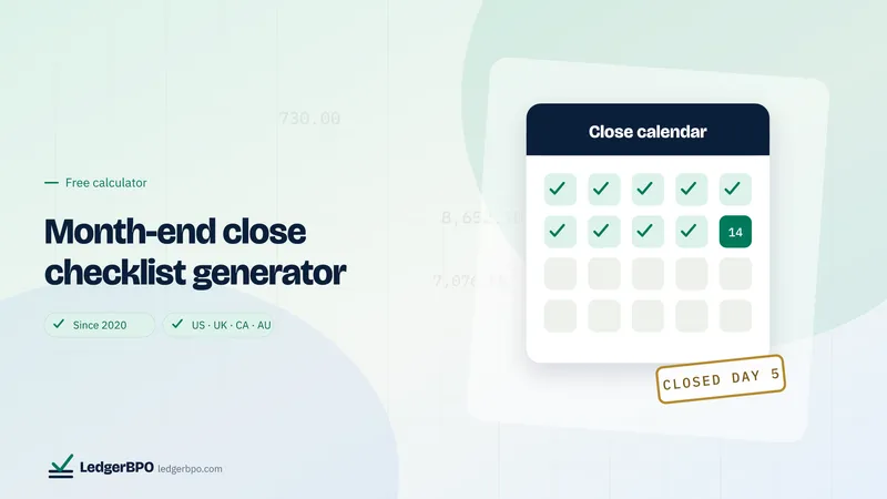 Month-end close checklist generator: LedgerBPO cover graphic